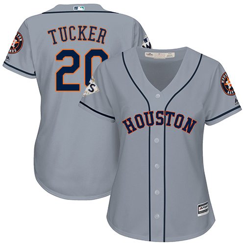 Astros #20 Preston Tucker Grey Road 2017 World Series Bound Women's Stitched MLB Jersey
