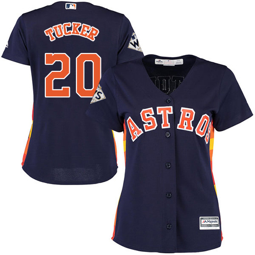 Astros #20 Preston Tucker Navy Blue Alternate 2017 World Series Bound Women's Stitched MLB Jersey