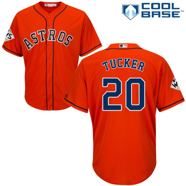 Astros #20 Preston Tucker Orange Cool Base 2017 World Series Bound Stitched Youth MLB Jersey