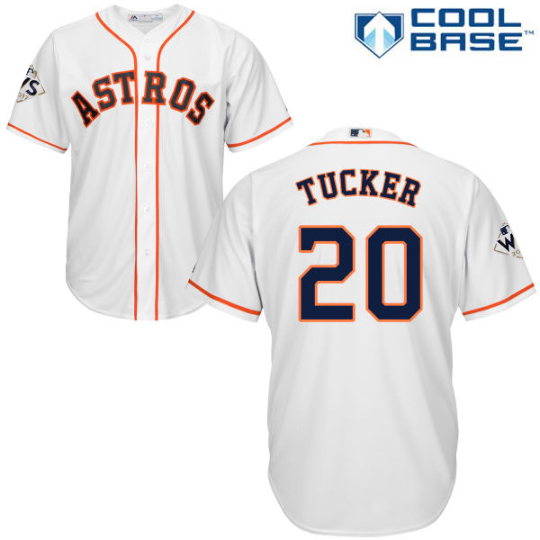 Astros #20 Preston Tucker White Cool Base 2017 World Series Bound Stitched Youth MLB Jersey