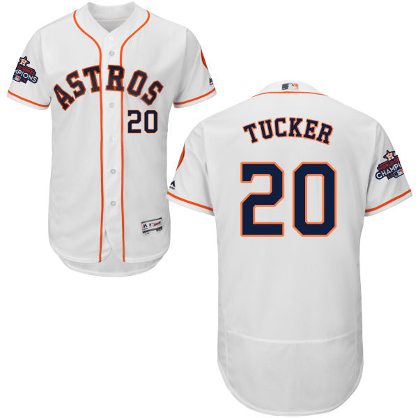 Astros #20 Preston Tucker White Flexbase Authentic Collection 2017 World Series Champions Stitched MLB Jersey