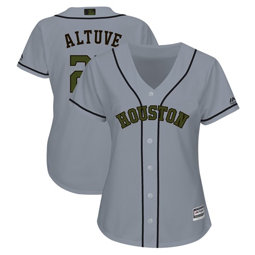 Astros #27 Jose Altuve Grey 2018 Memorial Day Cool Base Women's Stitched MLB Jersey Astros #27 Jose Altuve Grey 2018 Memorial Day Cool Base Women's Stitched MLB Jersey