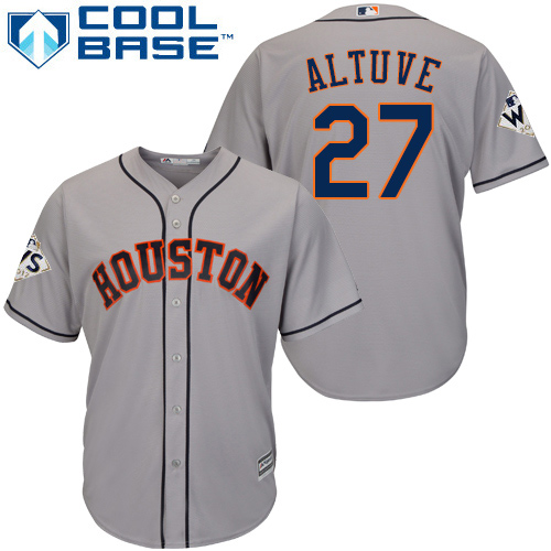 Astros #27 Jose Altuve Grey New Cool Base 2017 World Series Bound Stitched MLB Jersey