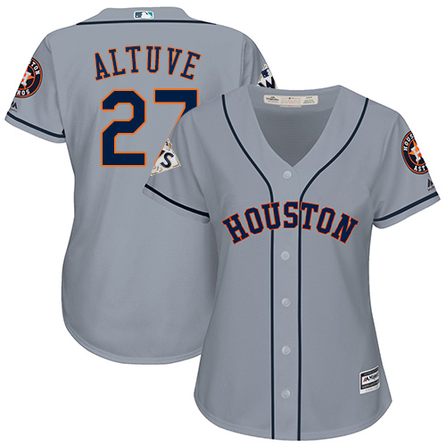 Astros #27 Jose Altuve Grey Road 2017 World Series Bound Women's Stitched MLB Jersey