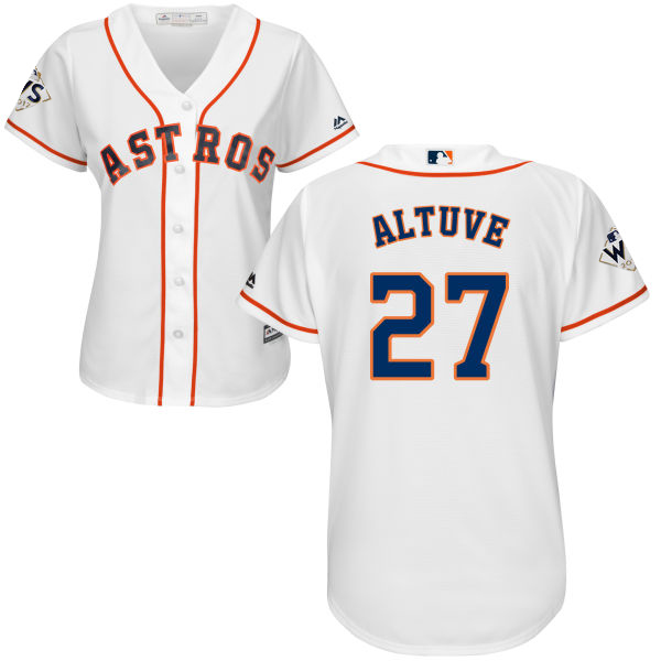 Astros #27 Jose Altuve White Home 2017 World Series Bound Women's Stitched MLB Jersey