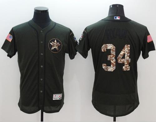 Astros #34 Nolan Ryan Green Flexbase Authentic Collection Salute to Service Stitched MLB Jersey Astros #34 Nolan Ryan Green Flexbase Authentic Collection Salute to Service Stitched MLB Jersey