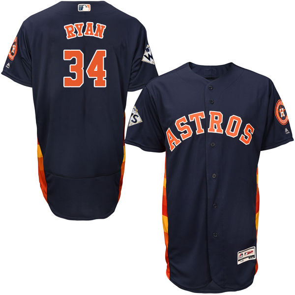 Astros #34 Nolan Ryan Navy Blue Flexbase Authentic Collection 2017 World Series Bound Stitched MLB Jersey