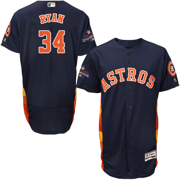 Astros #34 Nolan Ryan Navy Blue Flexbase Authentic Collection 2017 World Series Champions Stitched MLB Jersey