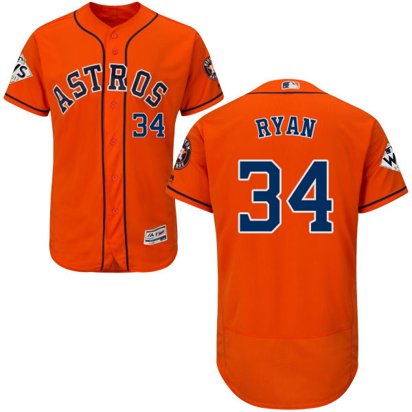 Astros #34 Nolan Ryan Orange Flexbase Authentic Collection 2017 World Series Bound Stitched MLB Jersey