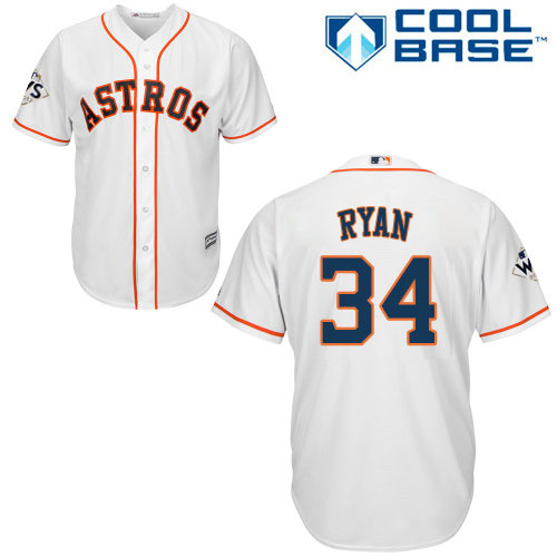 Astros #34 Nolan Ryan White Cool Base 2017 World Series Bound Stitched Youth MLB Jersey