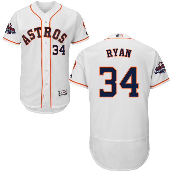 Astros #34 Nolan Ryan White Flexbase Authentic Collection 2017 World Series Champions Stitched MLB Jersey