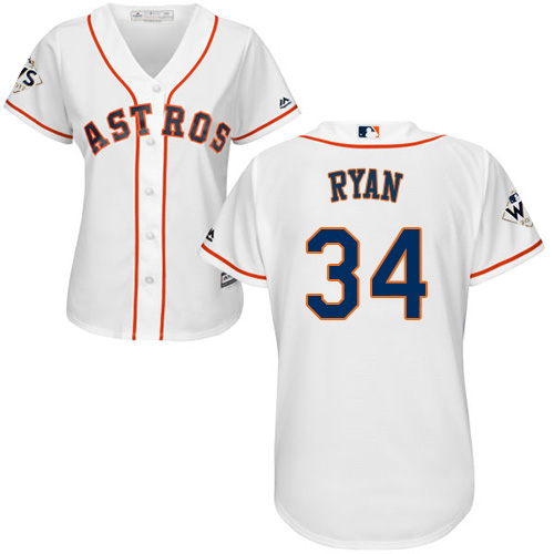 Astros #34 Nolan Ryan White Home 2017 World Series Bound Women's Stitched MLB Jersey