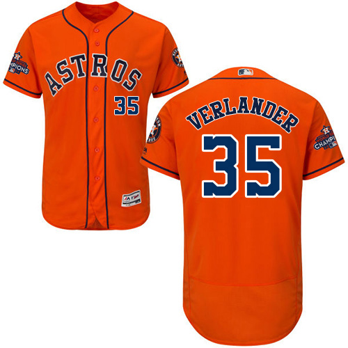 Astros #35 Justin Verlander Orange Flexbase Authentic Collection 2017 World Series Champions Stitched MLB Jersey