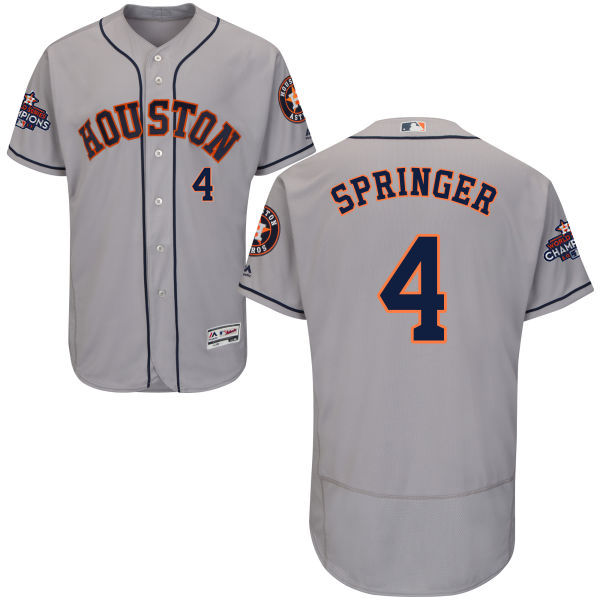 Astros #4 George Springer Grey Flexbase Authentic Collection 2017 World Series Champions Stitched MLB Jersey