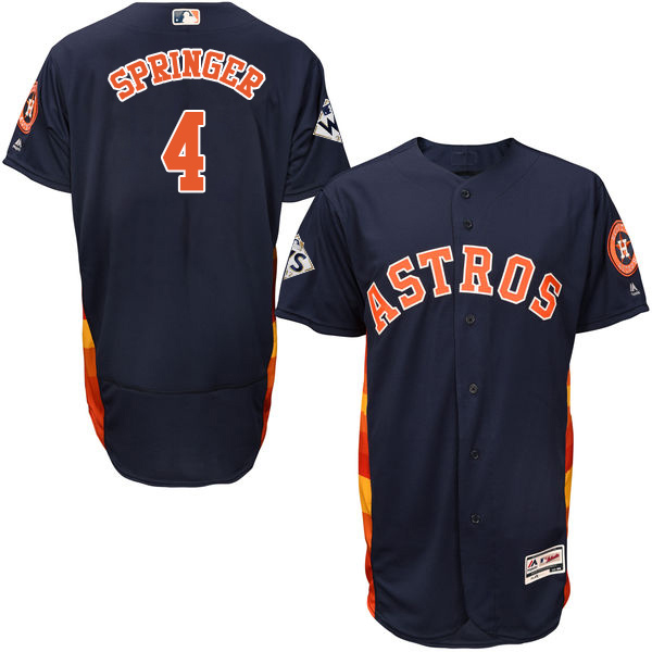 Astros #4 George Springer Navy Blue Flexbase Authentic Collection 2017 World Series Bound Stitched MLB Jersey Astros #4 George Springer Navy Blue Flexbase Authentic Collection 2017 World Series Bound Stitched MLB Jersey