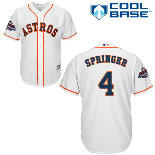 Astros #4 George Springer White New Cool Base 2017 World Series Champions Stitched MLB Jersey Astros #4 George Springer White New Cool Base 2017 World Series Champions Stitched MLB Jersey