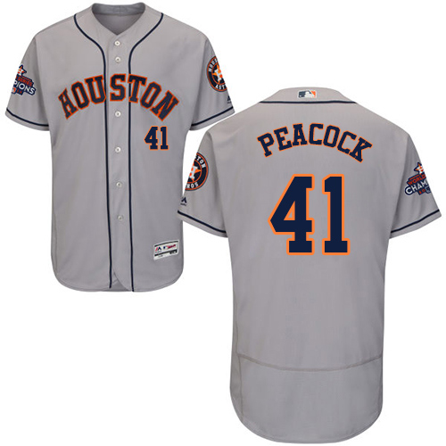 Astros #41 Brad Peacock Grey Flexbase Authentic Collection 2017 World Series Champions Stitched MLB Jersey