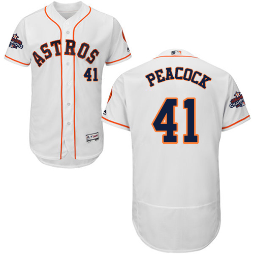 Astros #41 Brad Peacock White Flexbase Authentic Collection 2017 World Series Champions Stitched MLB Jersey