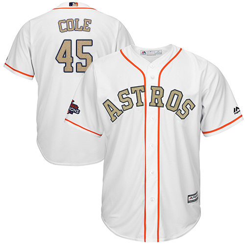 Astros #45 Gerrit Cole White 2018 Gold Program Cool Base Stitched MLB Jersey Astros #45 Gerrit Cole White 2018 Gold Program Cool Base Stitched MLB Jersey