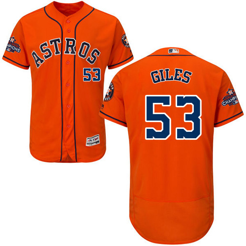 Astros #53 Ken Giles Orange Flexbase Authentic Collection 2017 World Series Champions Stitched MLB Jersey