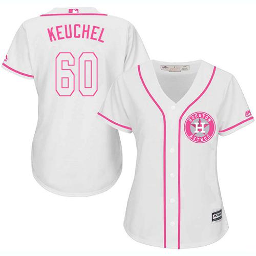 Astros #60 Dallas Keuchel White Pink Fashion Women's Stitched MLB Jersey