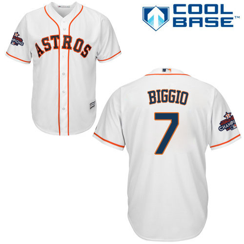 Astros #7 Craig Biggio White New Cool Base 2017 World Series Champions Stitched MLB Jersey