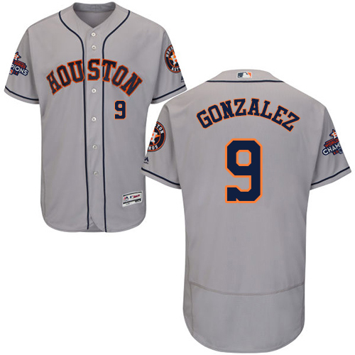 Astros #9 Marwin Gonzalez Grey Flexbase Authentic Collection 2017 World Series Champions Stitched MLB Jersey