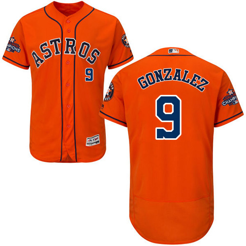 Astros #9 Marwin Gonzalez Orange Flexbase Authentic Collection 2017 World Series Champions Stitched MLB Jersey