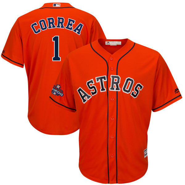 Astros 1 Carlos Correa Orange 2017 World Series Champions Cool Base Player Jersey Astros 1 Carlos Correa Orange 2017 World Series Champions Cool Base Player Jersey