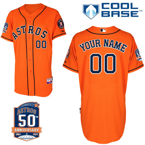 Astros Orange Customized Men 50th Anniversary Jersey