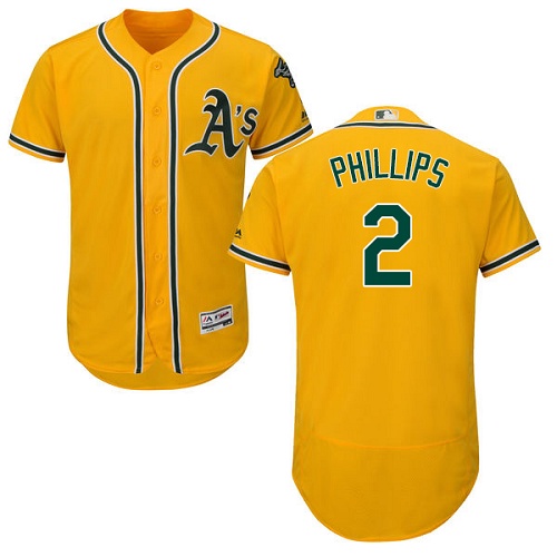 Athletics #2 Tony Phillips Gold Flexbase Authentic Collection Stitched MLB Jersey Athletics #2 Tony Phillips Gold Flexbase Authentic Collection Stitched MLB Jersey