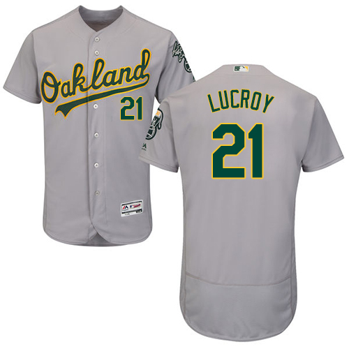 Athletics #21 Jonathan Lucroy Grey Flexbase Authentic Collection Stitched Baseball Jersey Athletics #21 Jonathan Lucroy Grey Flexbase Authentic Collection Stitched Baseball Jersey
