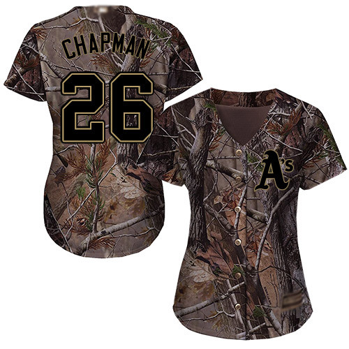 Athletics #26 Matt Chapman Camo Realtree Collection Cool Base Women's Stitched Baseball Jersey