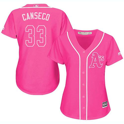 Athletics #33 Jose Canseco Pink Fashion Women's Stitched MLB Jersey Athletics #33 Jose Canseco Pink Fashion Women's Stitched MLB Jersey