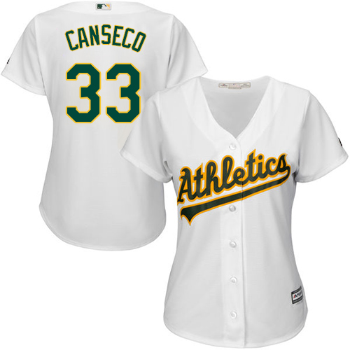 Athletics #33 Jose Canseco White Home Women's Stitched MLB Jersey Athletics #33 Jose Canseco White Home Women's Stitched MLB Jersey