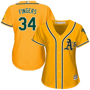 Athletics #34 Rollie Fingers Gold Alternate Women's Stitched MLB Jersey Athletics #34 Rollie Fingers Gold Alternate Women's Stitched MLB Jersey