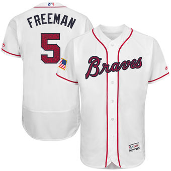 Atlanta Braves Freddie Freeman Majestic Fashion Stars & Stripes FlexBase Player Jersey - White