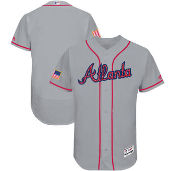 Atlanta Braves Majestic 2017 Stars & Stripes Authentic Collection FlexBase Team Jersey - Gray