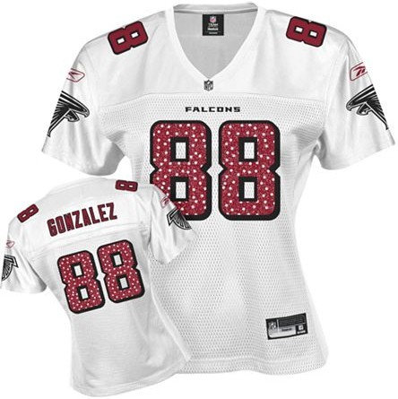 Atlanta Falcons Tony Gonzalez 88 Womens White Sweetheart Jersey