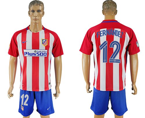 Atletico Madrid #12 Fernandez Home Soccer Club Jersey Atletico Madrid #12 Fernandez Home Soccer Club Jersey