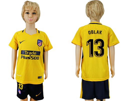 Atletico Madrid #13 Oblak Away Kid Soccer Club Jersey Atletico Madrid #13 Oblak Away Kid Soccer Club Jersey