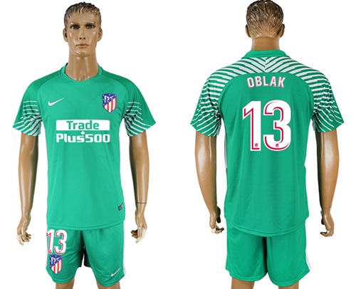 Atletico Madrid #13 Oblak Green Goalkeeper Soccer Club Jersey Atletico Madrid #13 Oblak Green Goalkeeper Soccer Club Jersey