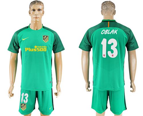 Atletico Madrid #13 Oblak Green Goalkeeper Soccer Club Jersey