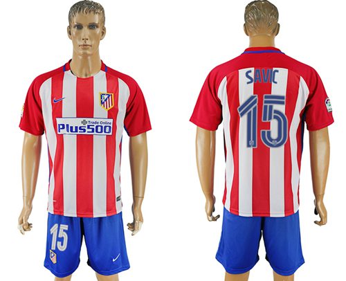 Atletico Madrid #15 Savic Home Soccer Club Jersey Atletico Madrid #15 Savic Home Soccer Club Jersey