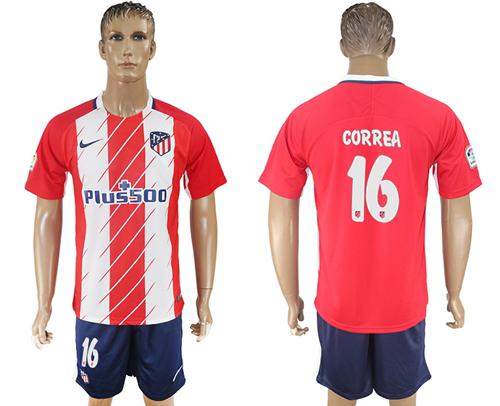 Atletico Madrid #16 Correa Home Soccer Club Jersey Atletico Madrid #16 Correa Home Soccer Club Jersey