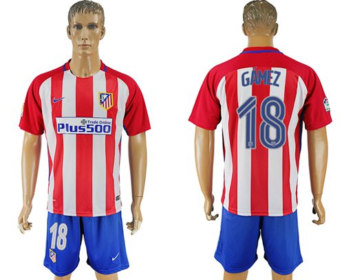 Atletico Madrid #18 Gamez Home Soccer Club Jersey