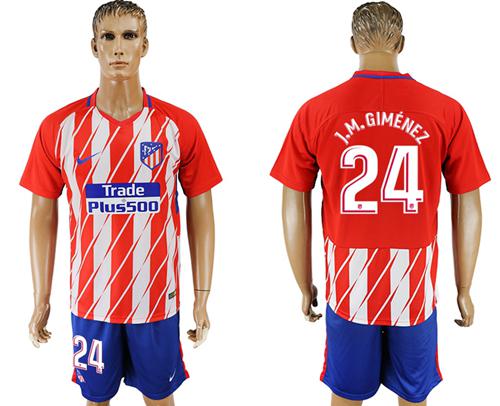 Atletico Madrid #24 J.M.Gimenez Home Soccer Club Jersey Atletico Madrid #24 J.M.Gimenez Home Soccer Club Jersey