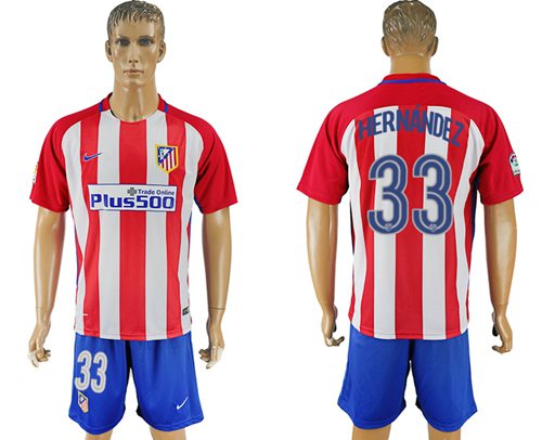 Atletico Madrid #33 Hernandez Home Soccer Club Jersey Atletico Madrid #33 Hernandez Home Soccer Club Jersey