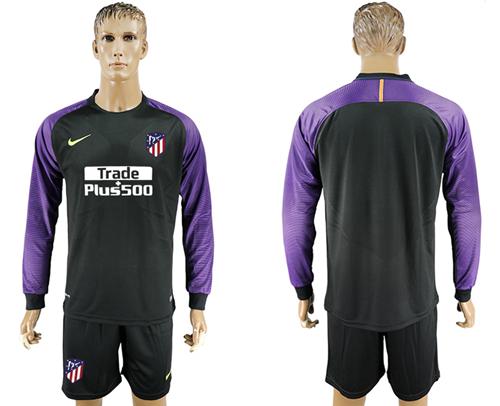 Atletico Madrid Blank Black Goalkeeper Long Sleeves Soccer Club Jersey Atletico Madrid Blank Black Goalkeeper Long Sleeves Soccer Club Jersey