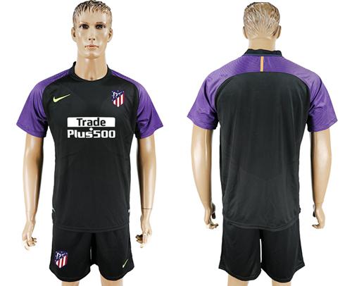 Atletico Madrid Blank Black Goalkeeper Soccer Club Jersey Atletico Madrid Blank Black Goalkeeper Soccer Club Jersey